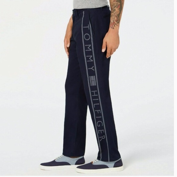 Tommy Hilfiger Logo Stripe Coupe Sur Mesure Pant - Picture 1 of 6